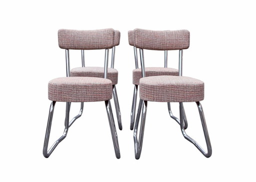 4 sedie Roneo Pullman, Bauhaus 1950, tappezzate