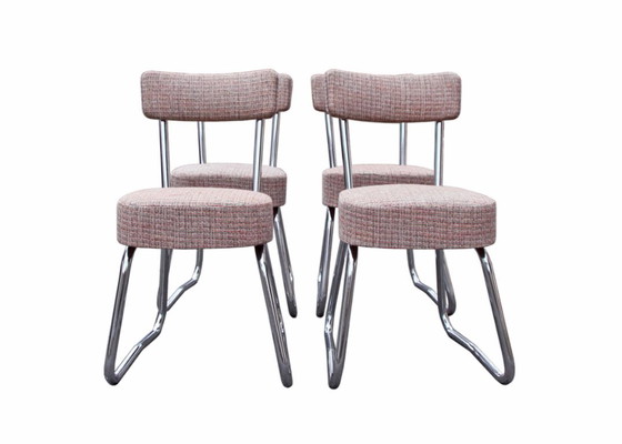 Image 1 of 4 sedie Roneo Pullman, Bauhaus 1950, tappezzate