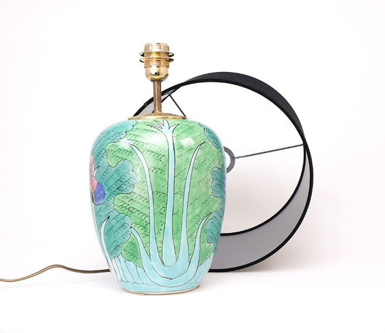 Image 1 of Lampada da tavolo vintage cinese Famille vert con farfalla