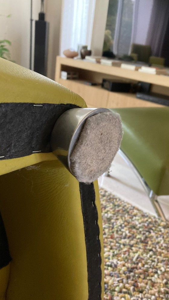 Leolux fauteuils, groen leer, Metaal, Modern (foto 11 van 12)
