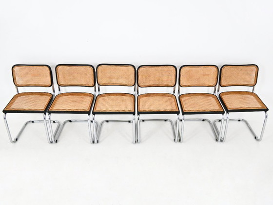 Image 1 of Eetkamerstoelen stijl B32 van Marcel Breuer, set van 6