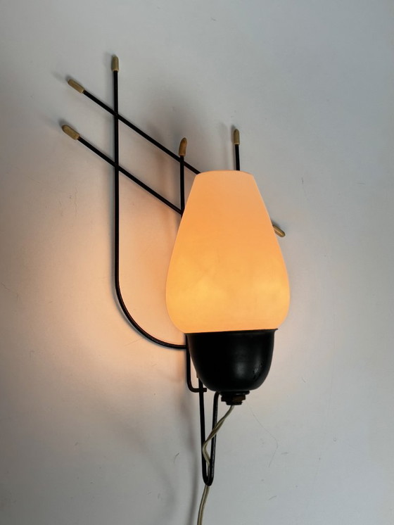 Image 1 of Early Electric Minimalist Wall Lamp with Frosted Glass Shade – Netherlands, c. 1930s–1940s