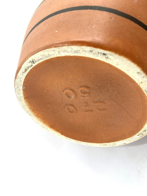 Vintage Scheurich Keramimk beige and brown vase, 1960s