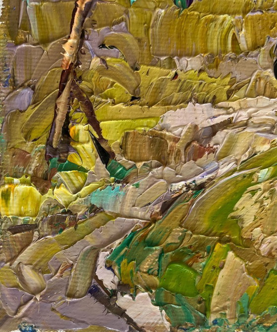 Image 1 of Original Oil Painting Village Day Landscape We are returning home