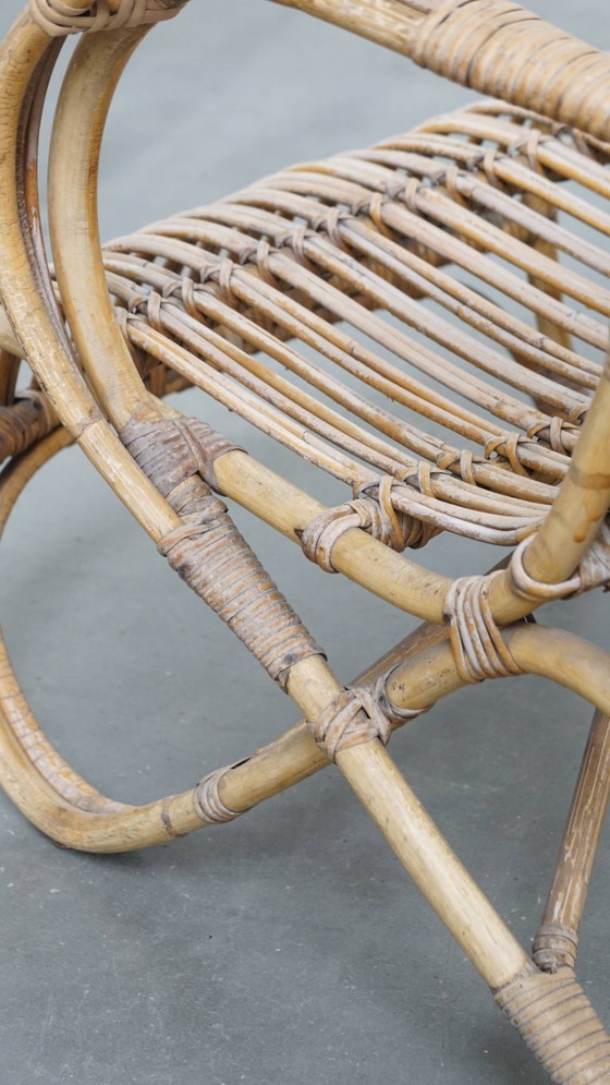 Image 1 of Dutch design rattan armchair from the 1950s with a high back