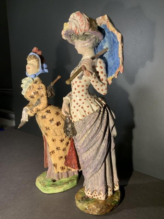 Sculptures impressionnistes de femmes en faïence de Cacciapuoti Fratelli, 1881, Lot de 2 – Ceramic (photo 14 of 19)