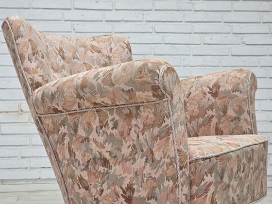 1960s, Danish armchair, furniture jacquard fabric. – Textile, Wood (photo 14 of 15)