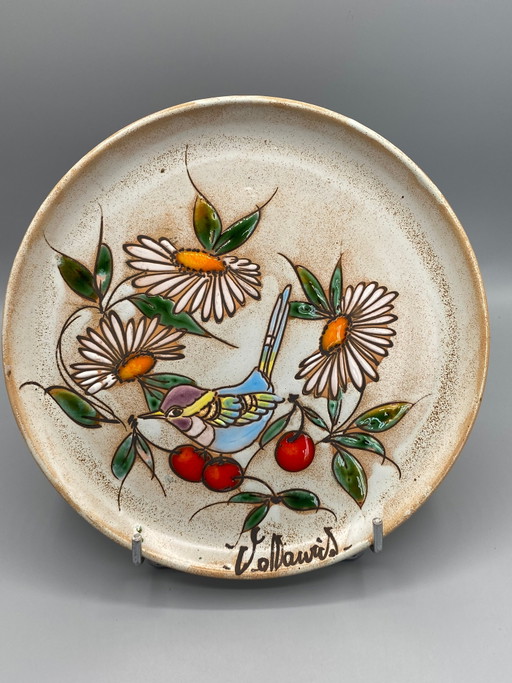 Vallauris Ceramic Wall Plate – Bird and Daisies – servies