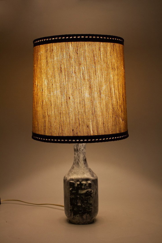 Image 1 of Lampe de table en céramique Walter Gerhards avec abat-jour vintage brun