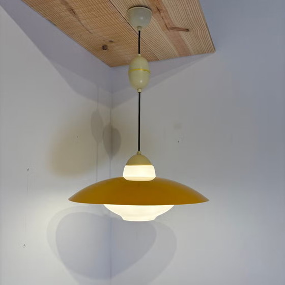 Philips, Louis Kalff UFO, Lampada a sospensione vintage anni '50 - '60, Lampade a sospensione, Metallo, Giallo (foto 2 di 21)