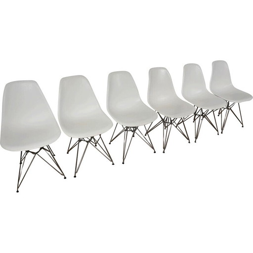 Set di 6 sedie vintage Dsr in acciaio cromato e cromato di Ray e Charles Eames per Vitra, anni '60