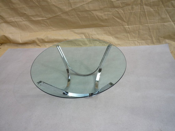 Salontafel van Knut Hesterberg, glas en staal. – Ronald Schmitt (photo 2 of 5)