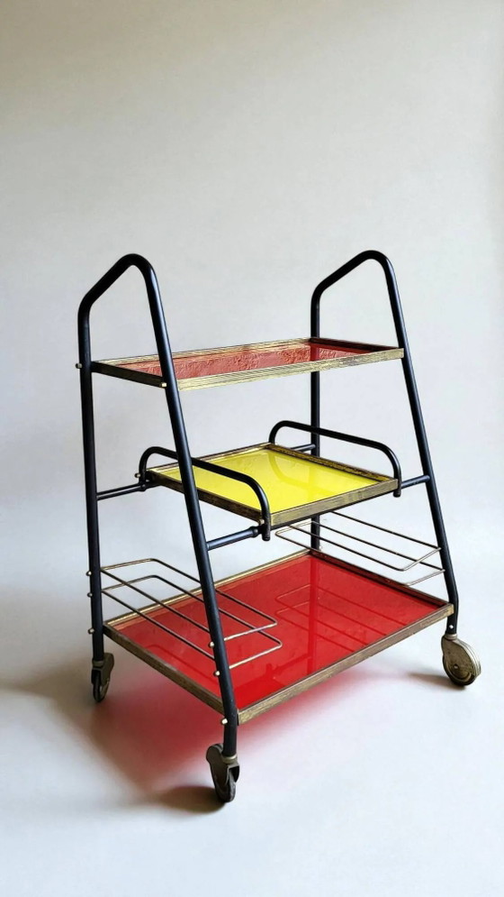 Credenza / Bar / Scaffale anni '60 – Carrelli bar, Metal, Glass, Vintage (photo 8 of 8)
