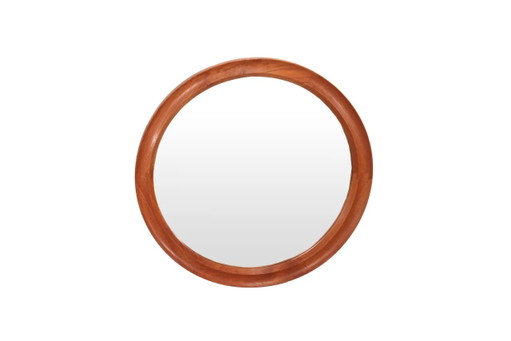 Pedersen and Hansen round mirror in teak – spiegels, Wood, Scandinavian (photo 2 of 4)