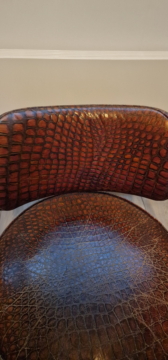 Image 1 of Croco leren stoel uit de Giulio Marelli fabriek van ontwerper Giuliano Cappelletti