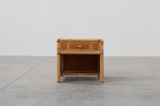 Image 1 of Cómoda o mesilla de noche italiana de bambú y mimbre de los años 70