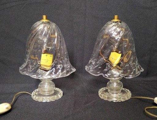 Table Lamps Attributed to Ercole Barovier, Murano, 1940s
