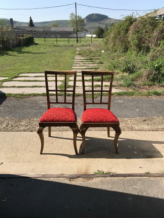 Set of Art Deco Velvet Dining Chairs, 1930s (photo 4 of 7)