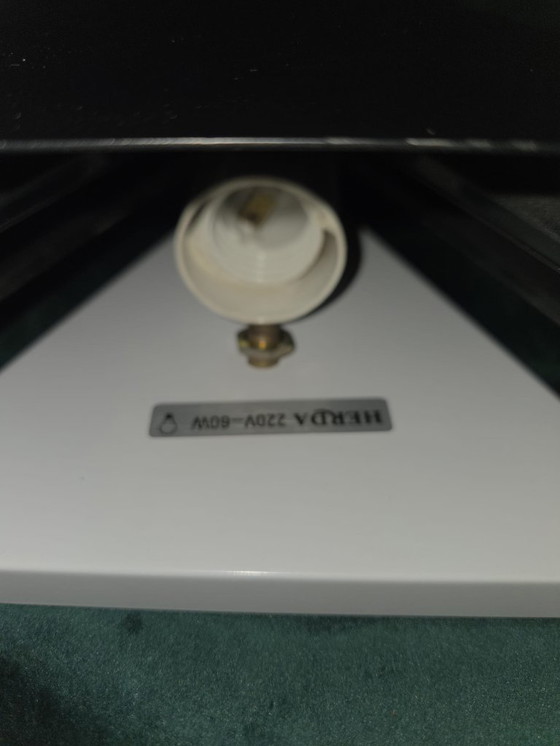 Image 1 of Set of 2 vintage triangular wall lamps – black/smoked glass – Herda design