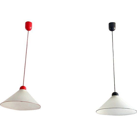 Image 1 of Vintage opal glass pendant lamps, Italy 1970