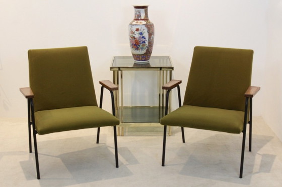 Fauteuils Pierre Guariche par Meurop, Métal, Noir, Mid Century Modern (photo 8 sur 10)