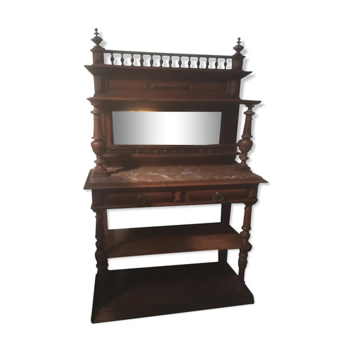 Henri II walnut sideboard, marble top