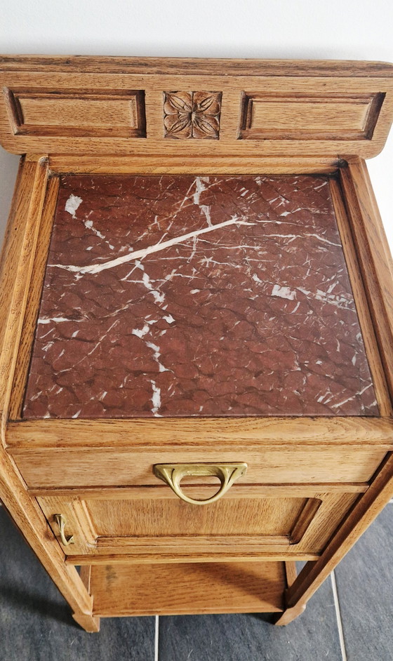 Image 1 of Art Deco furniture - Solid oak and marbled - 1920