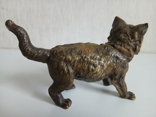 Franz Xavier Bergmann (1861-1936) grote bronzen poes als inktpot