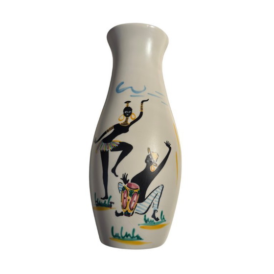 Image 1 of Vase français en céramique - peint à la main - style Vallauris - vers 1950 - 26 cm