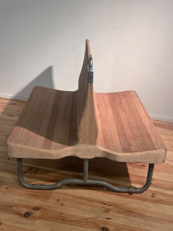 Image 1 of Vintage mid-century train bench