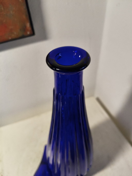 Vintage design cobalt blue glass decanter from Empoli Italy