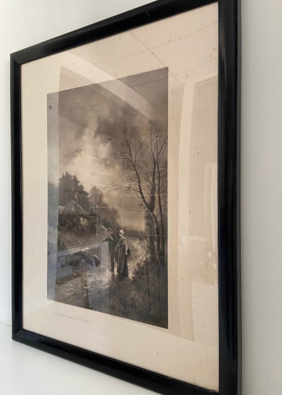 Image 1 of Lithograph by James Walter Gozzard, London, 1910. Framed on blackened wood.