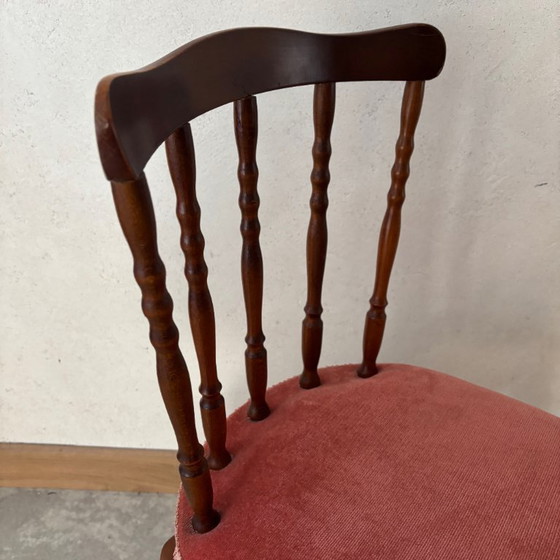 Image 1 of Wooden chair with red velvet