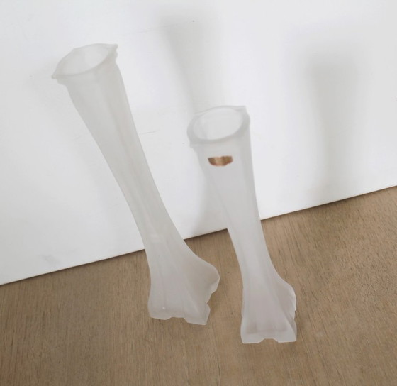 Image 1 of Set of 2 beautiful vintage sixties opaline/milk glass vases Made in Portugal
