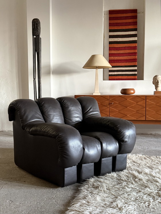 Image 1 of Divano modulare De Sede DS-600 “Tatzelwurm” / “Snake” in pelle marrone scuro “Cigarro” 30 elementi