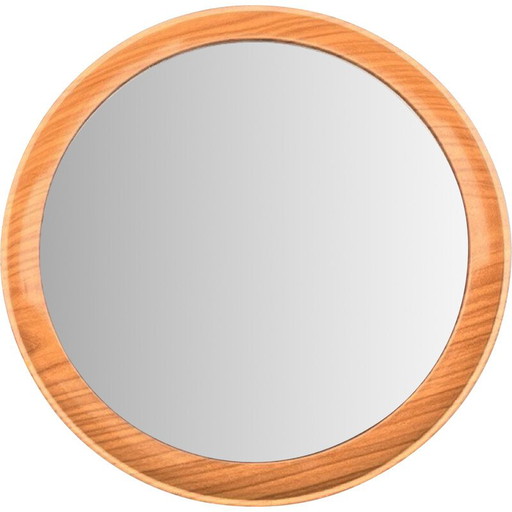 Vintage round wall mirror in plastic and glass for Veb Spanplatten Werk Gotha, Germany 1970