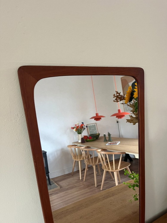 Image 1 of Vintage Deense teakhouten spiegel - spiegel uit het midden van de 20e eeuw