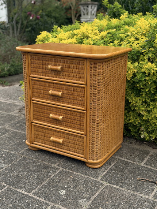1970s rattan chest of drawers