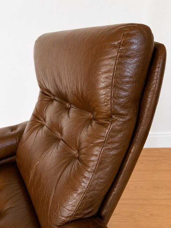 Vintage Danish Mid Century Leather Swivel Chair 1970s – Armchairs (photo 11 of 14)