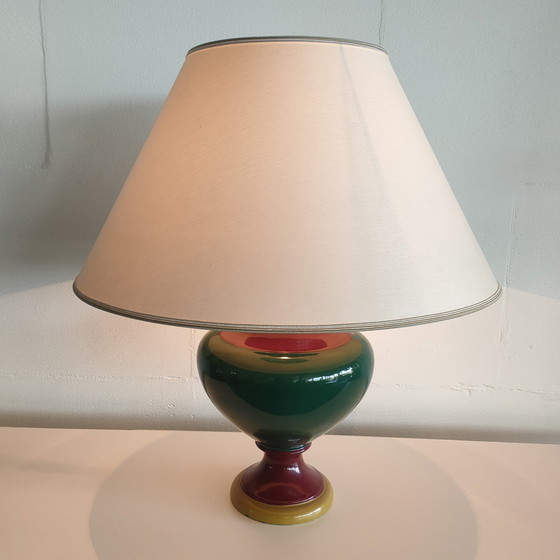 Image 1 of Lámpara de mesa de cerámica con pantalla hecha a mano (estilo Bitossi)