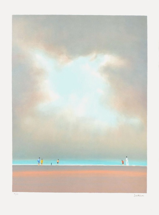 Pierre DOUTRELEAU Pomeriggio in spiaggia Litografia firmata 1990