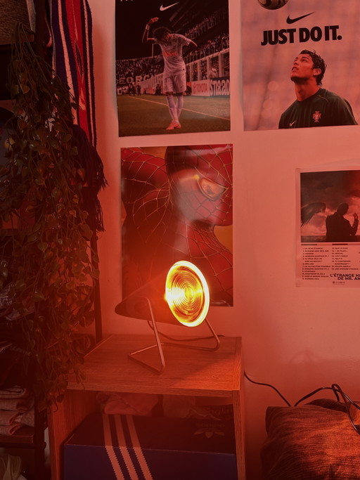 Philips Infrared Lamp / Vintage / Adjustable Chrome Base / 150W Red Bulb / Decor