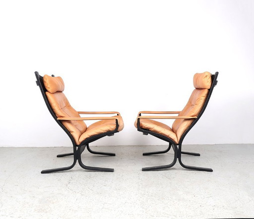 Ingmar Relling leren Siesta fauteuils, 1970s