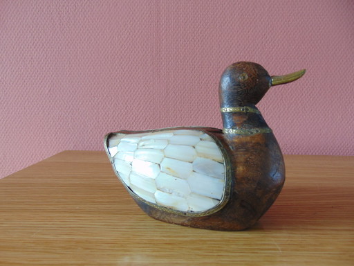 Wooden Duck with Mother of Pearl