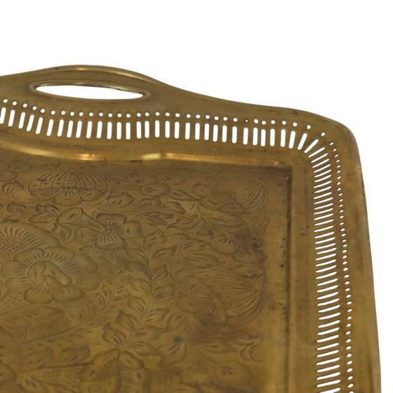 Vassoio vintage orientale in ottone con decorazioni floreali, 50 cm – Oggetti decorativi, Brass (photo 5 of 17)