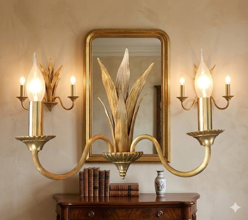 Magnífico conjunto de 2 o 3 apliques de pared de bronce Maison Charles Palmier