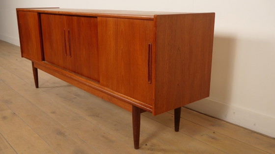 Teak sideboard with sliding doors, Wood, Brown, Mid Century Modern (photo 3 of 11)