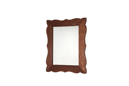 Vintage Eiken jaren 70 spiegel met gegolfde houten lijst – Mid Century Modern (photo 2 of 4)