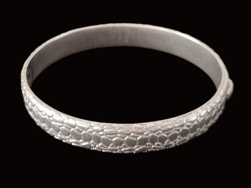 Solid silver bracelet with snake pattern - Marked - 34 grams