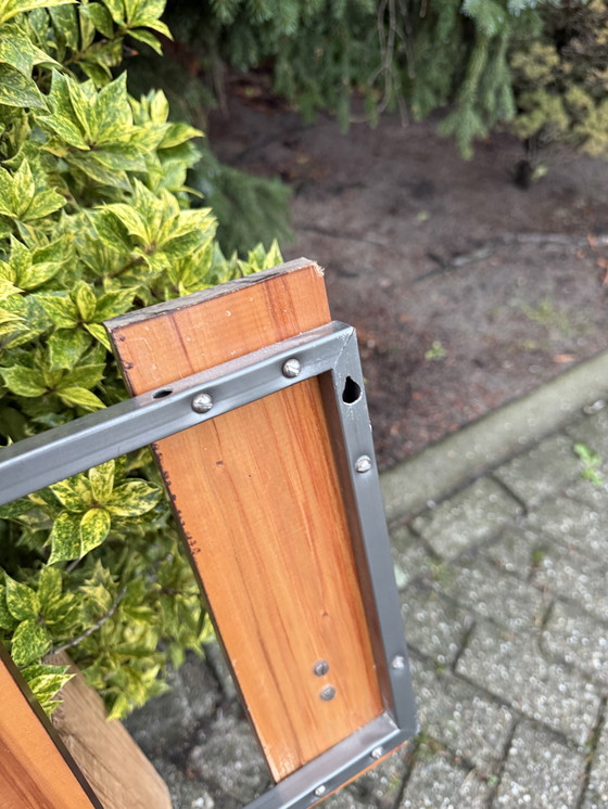 Image 1 of Porte-manteau mural vintage en bois avec crochets en métal